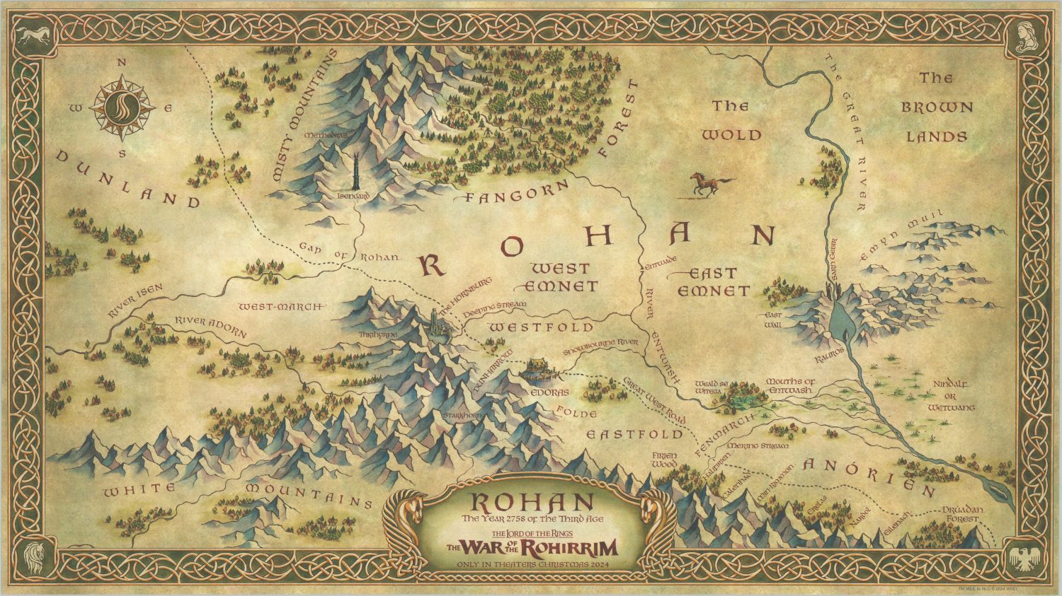 High Quality Rohan Map Rohan The Year 2758 of the Third Age - Curtis Wright Maps