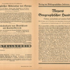 Meyers Geographischer Handatlas [Advertisement]