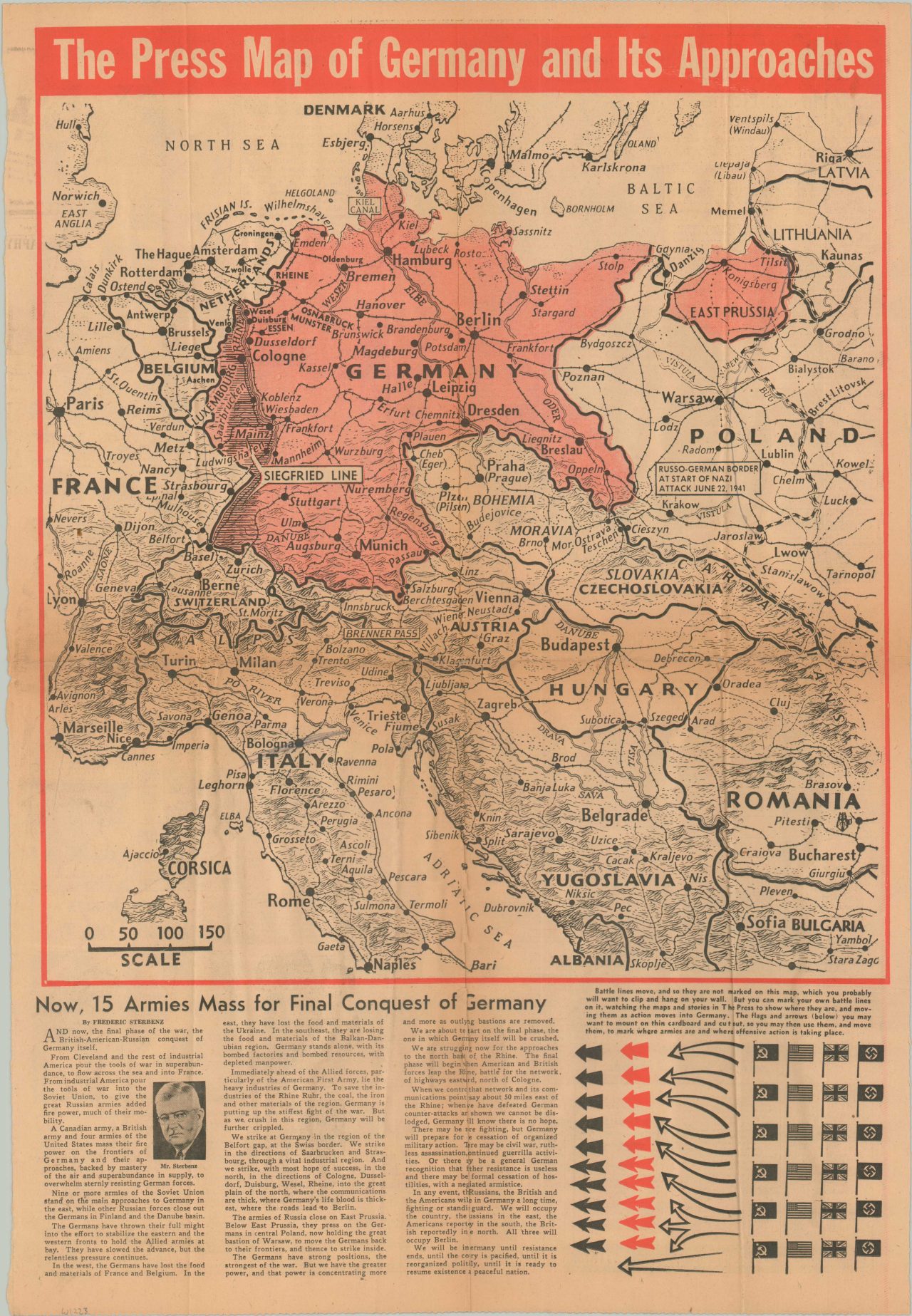 German September Program Map The Press Map of German and Its Approaches - Curtis Wright Maps