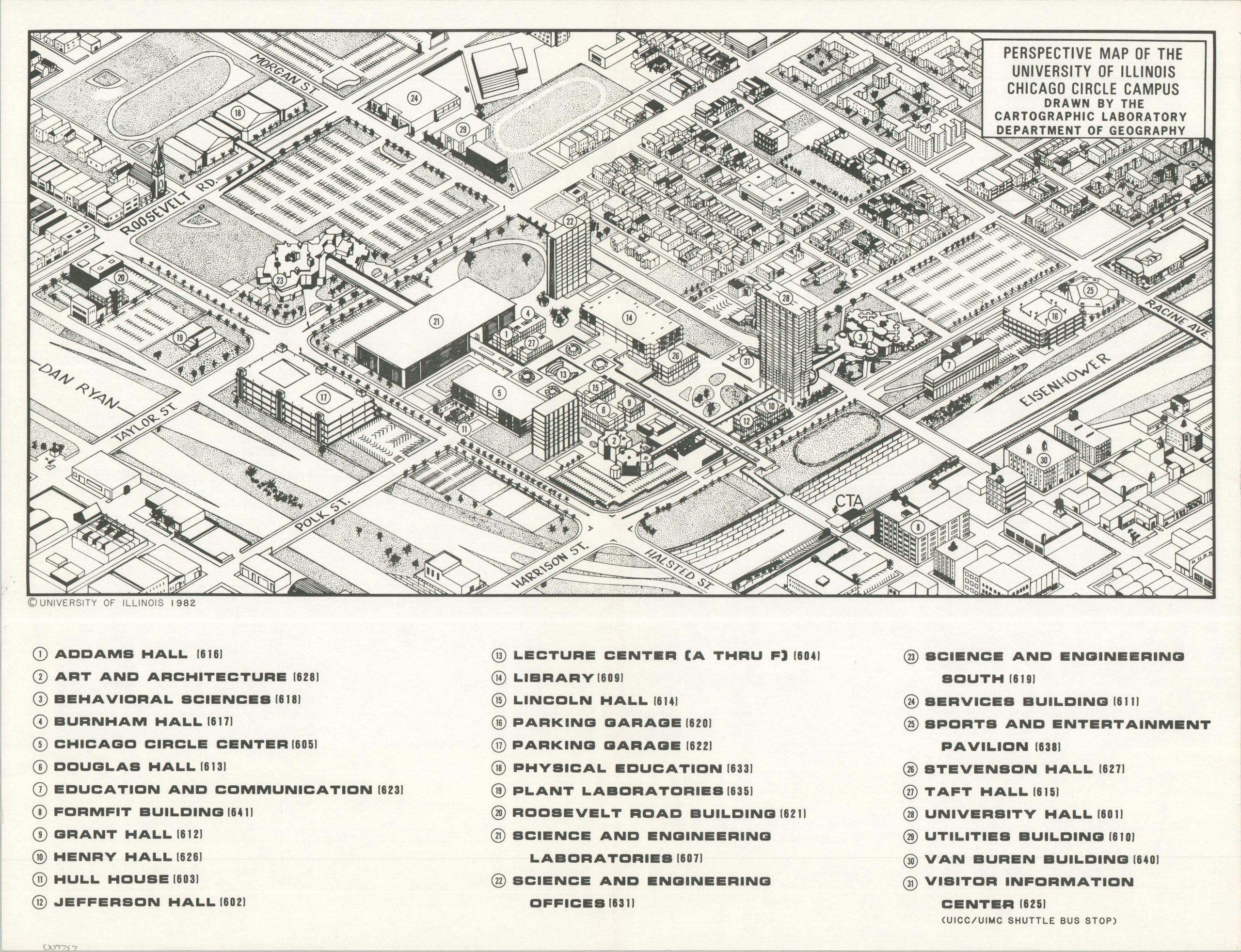 Perspective Map of the University of Chicago Circle Campus