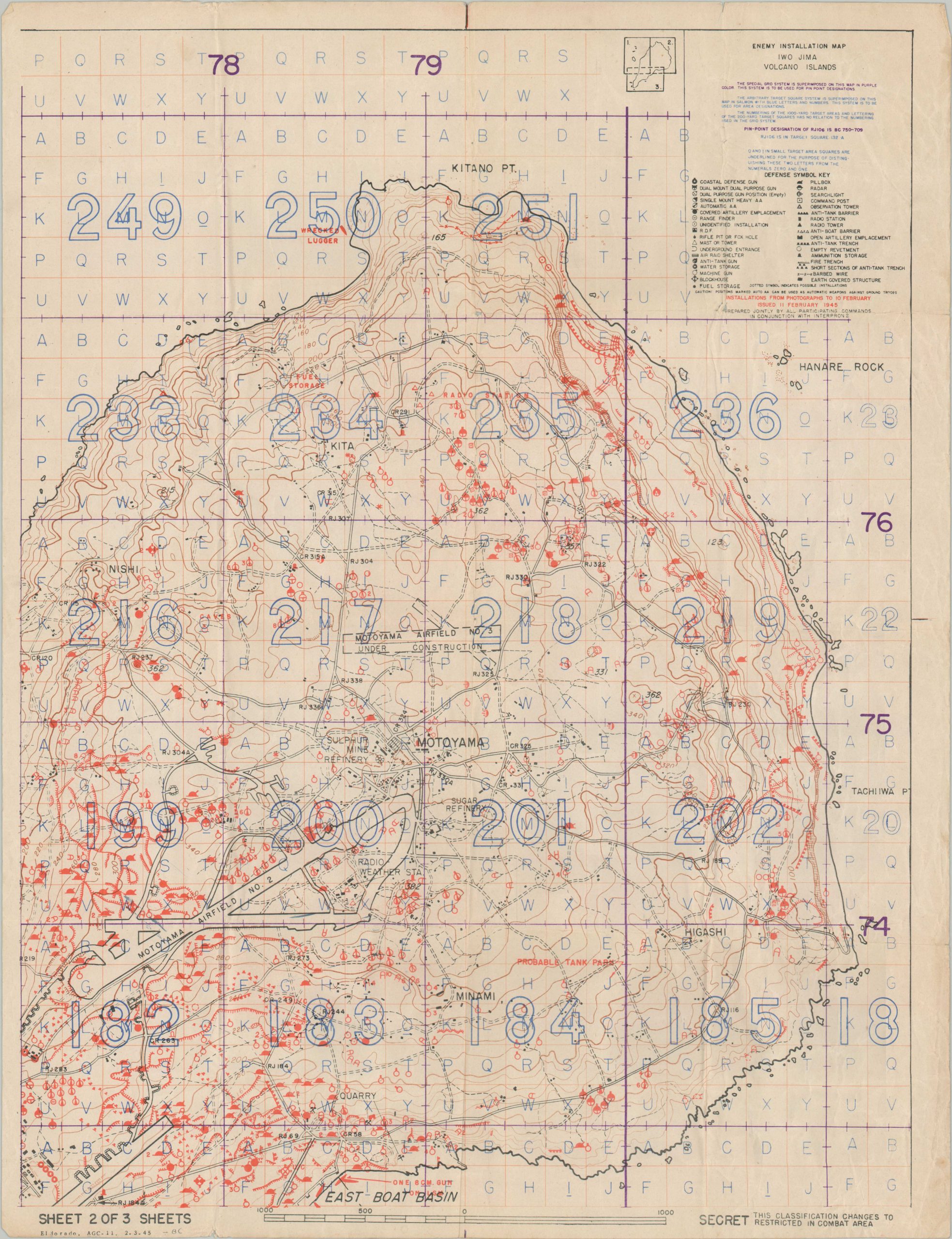 Enemy Installation Map Iwo Jima Volcano Islands Sheet 2