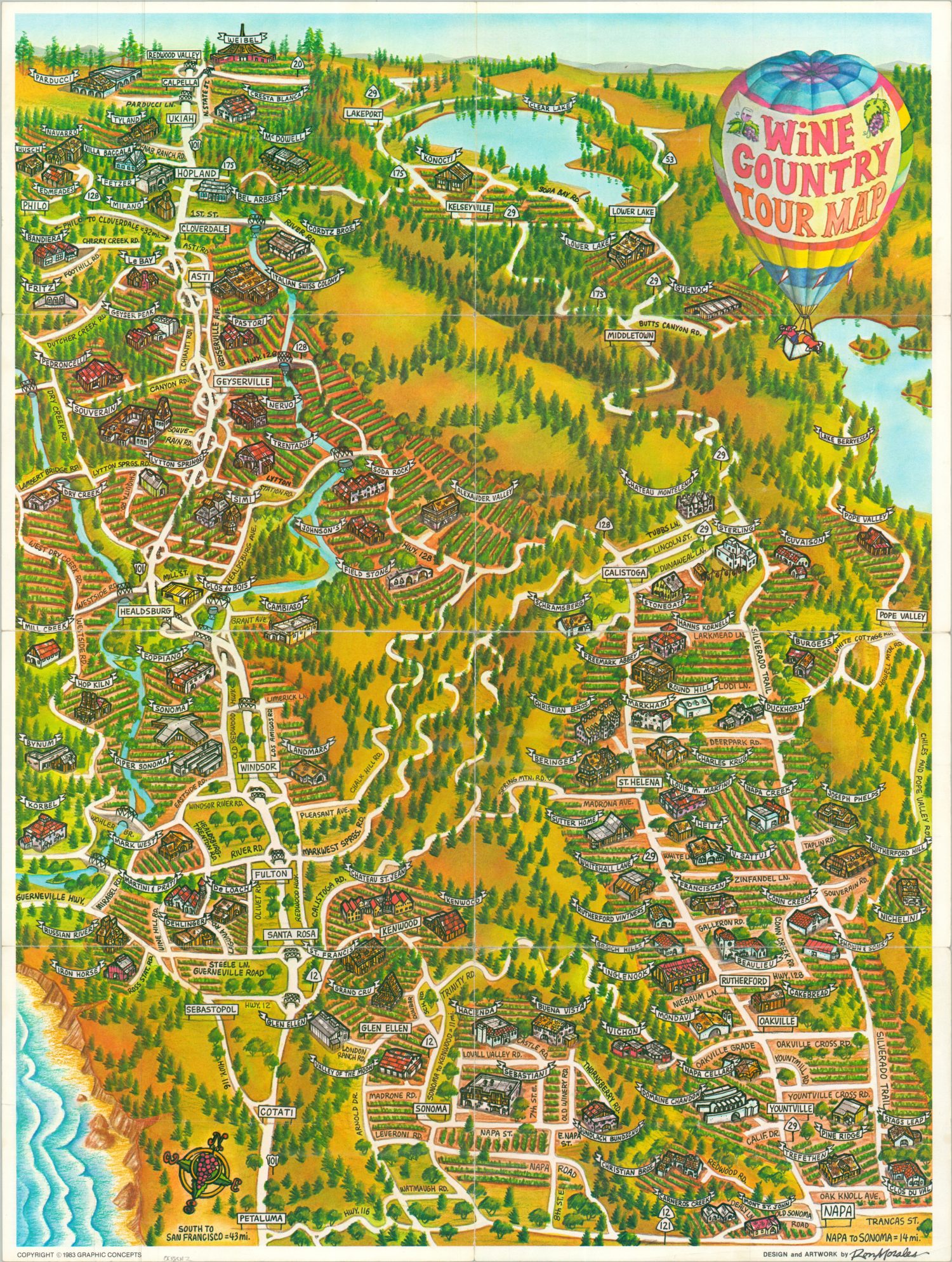 Wine Country Tour Map - Curtis Wright Maps