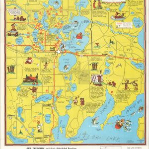 Cartomap Cass Lake Minnesota Showing Cass, Andrusia, and other Lakes in that Vicinity with Historical Data Pertinent to the Area