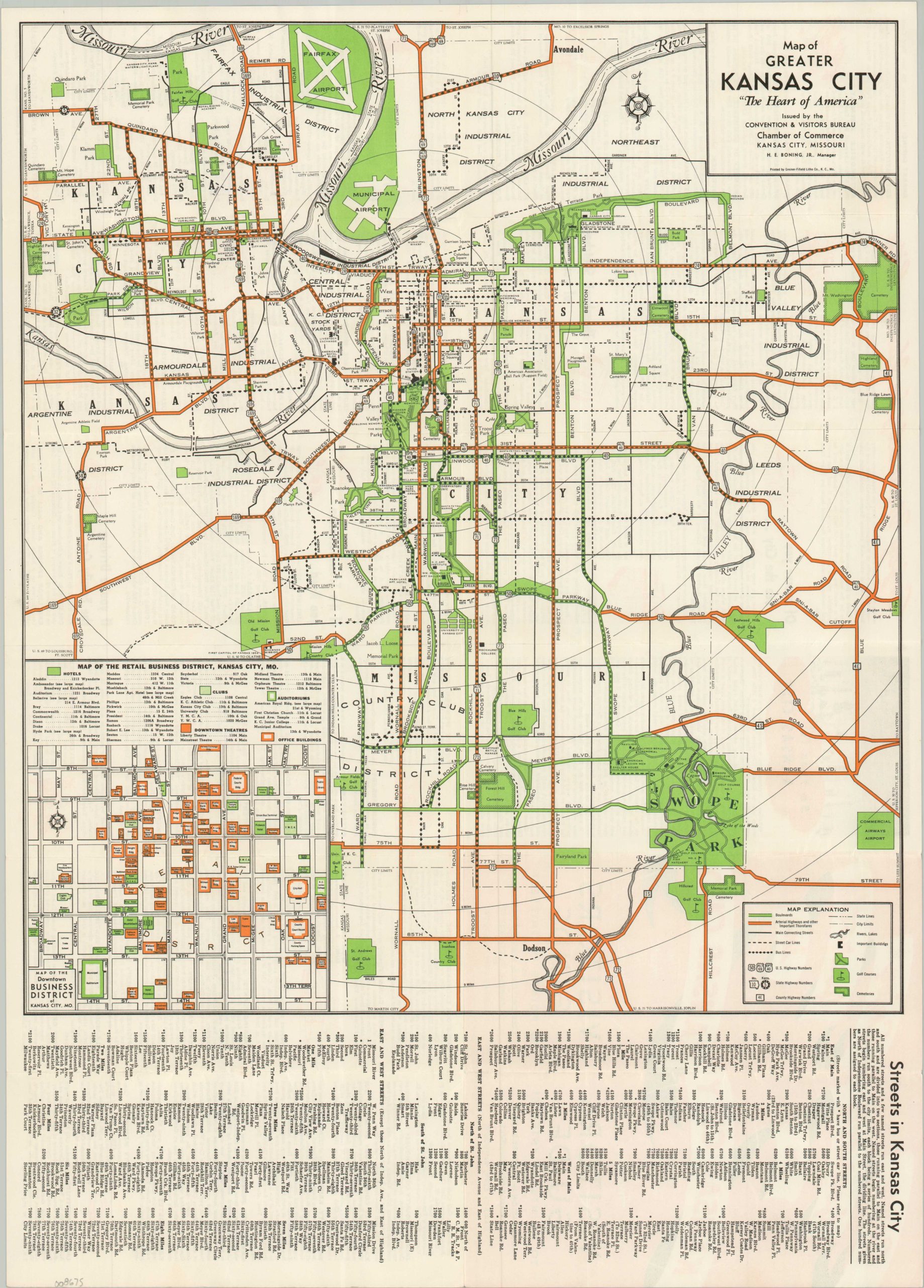 Map of Greater Kansas City "The Heart of America"