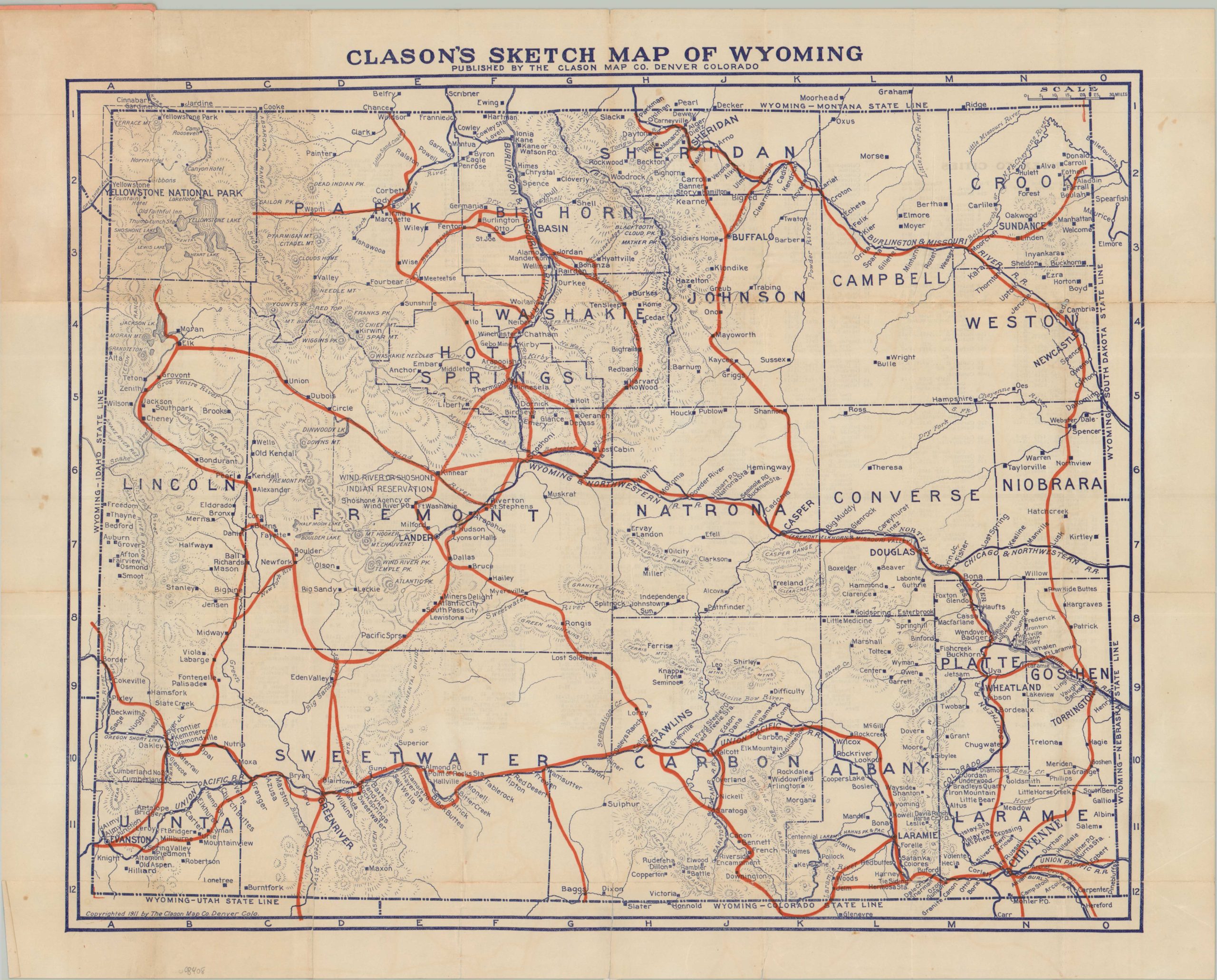 Clason's Sketch Map of Wyoming