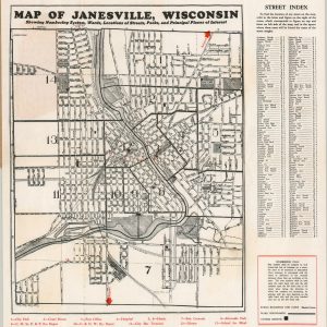 Map of Janesville, Wisconsin Showing Numbering System, Wards, Locations of Streets, Parks, and Principal Places of Interest