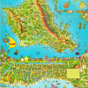 A Pic-Tour Map of Honolulu, Waikiki, and 'Round the Isle of Oahu