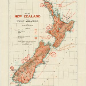 Map of New Zealand Showing Tourist Attractions