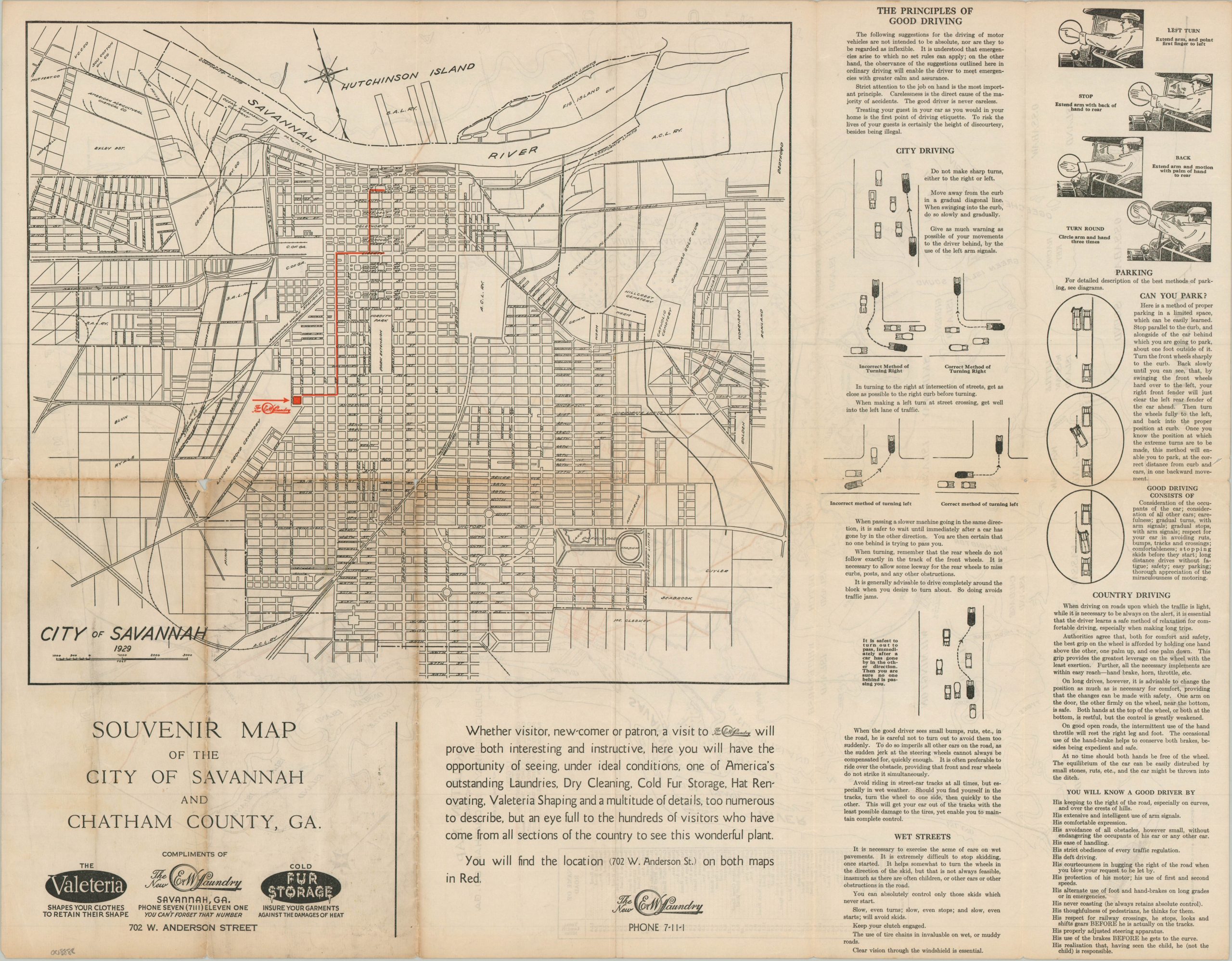 Souvenir Map of the City of Savannah and Chatham County, GA.