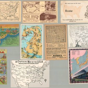 [Set of Ten Map-Themed Postcards]