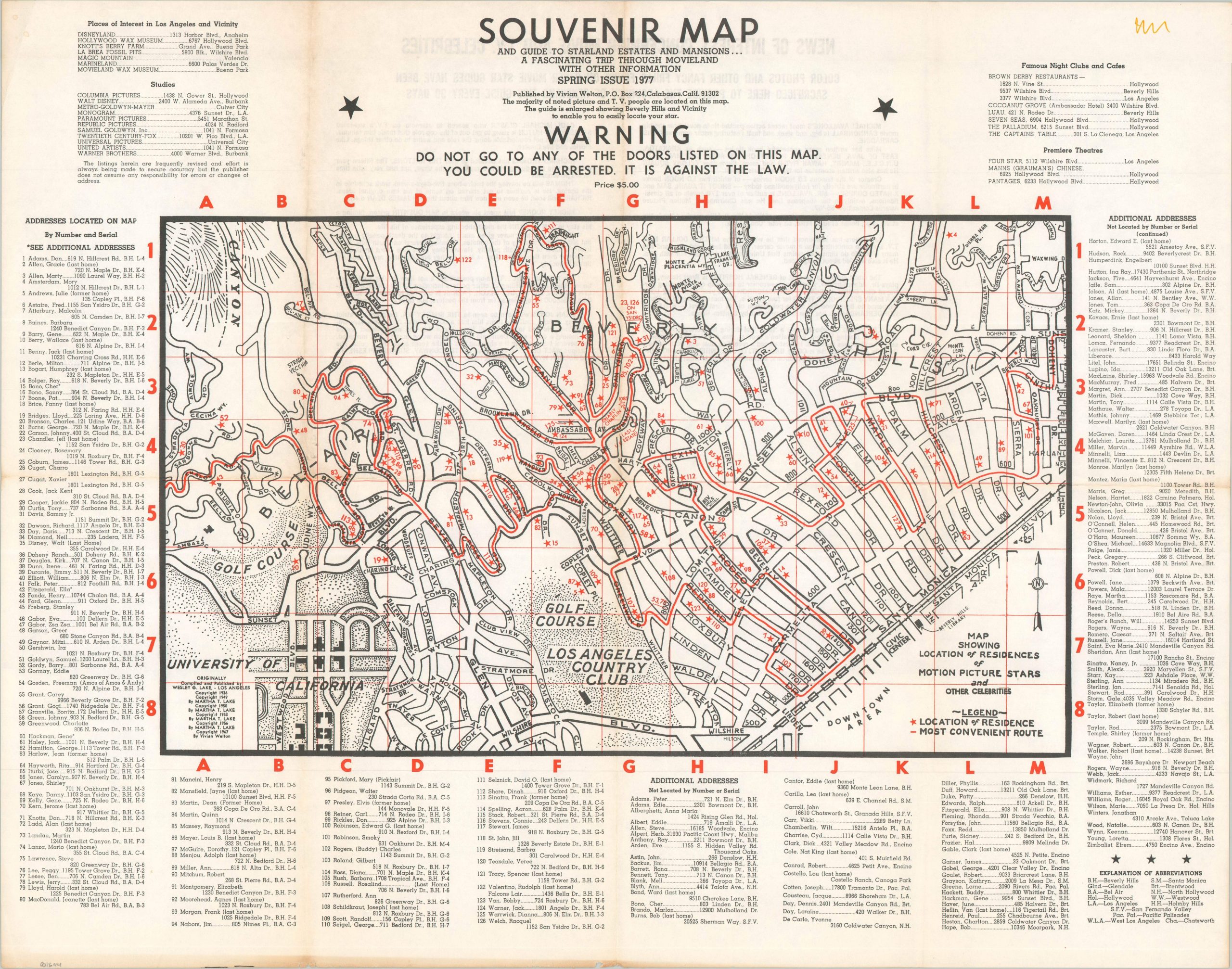 Souvenir Map and Guide to Starland Estates and Mansions