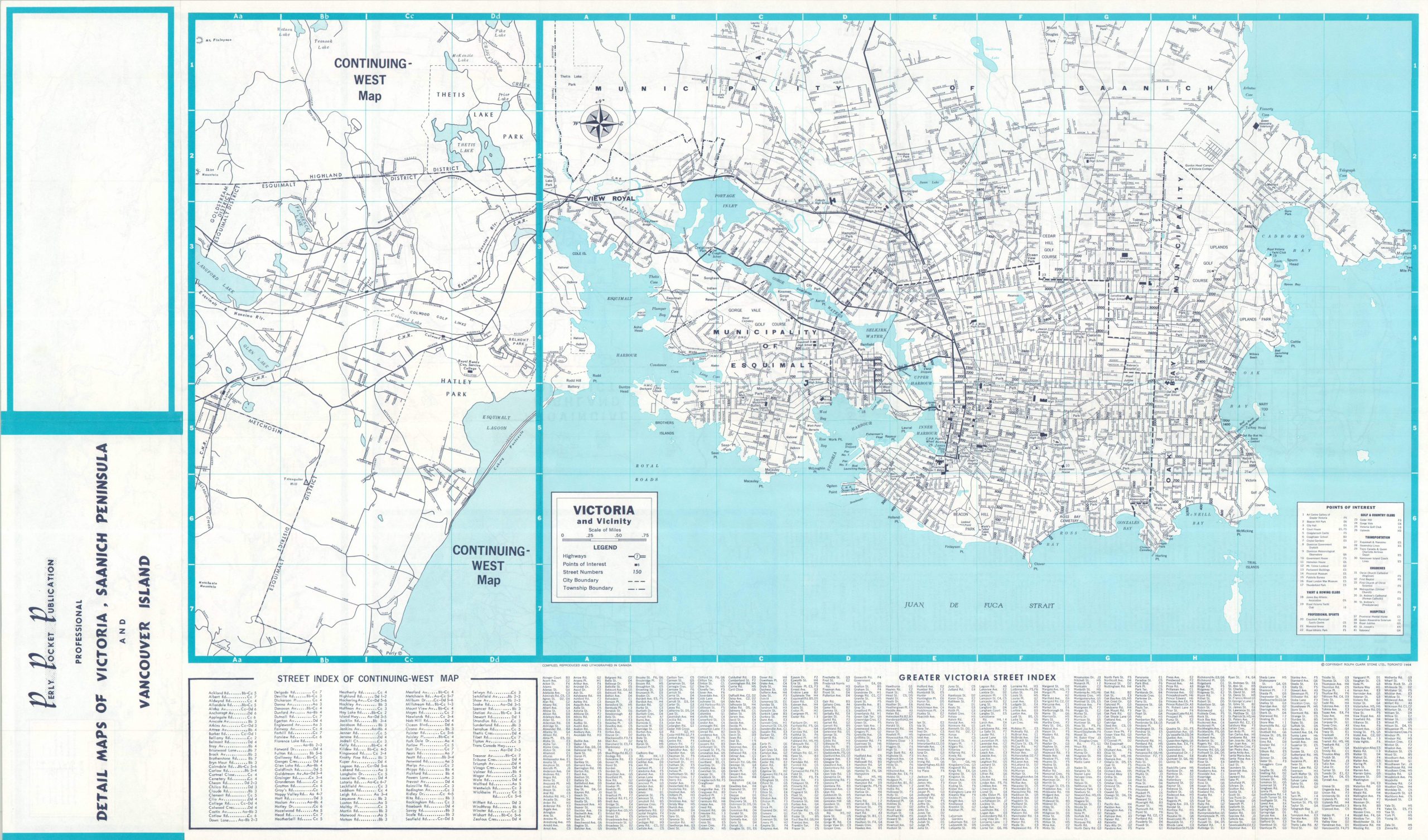 Perly's 6-in 1 Professional Map of Greater Victoria plus Sannich Peninsula plus Vancouver Island - Image 2