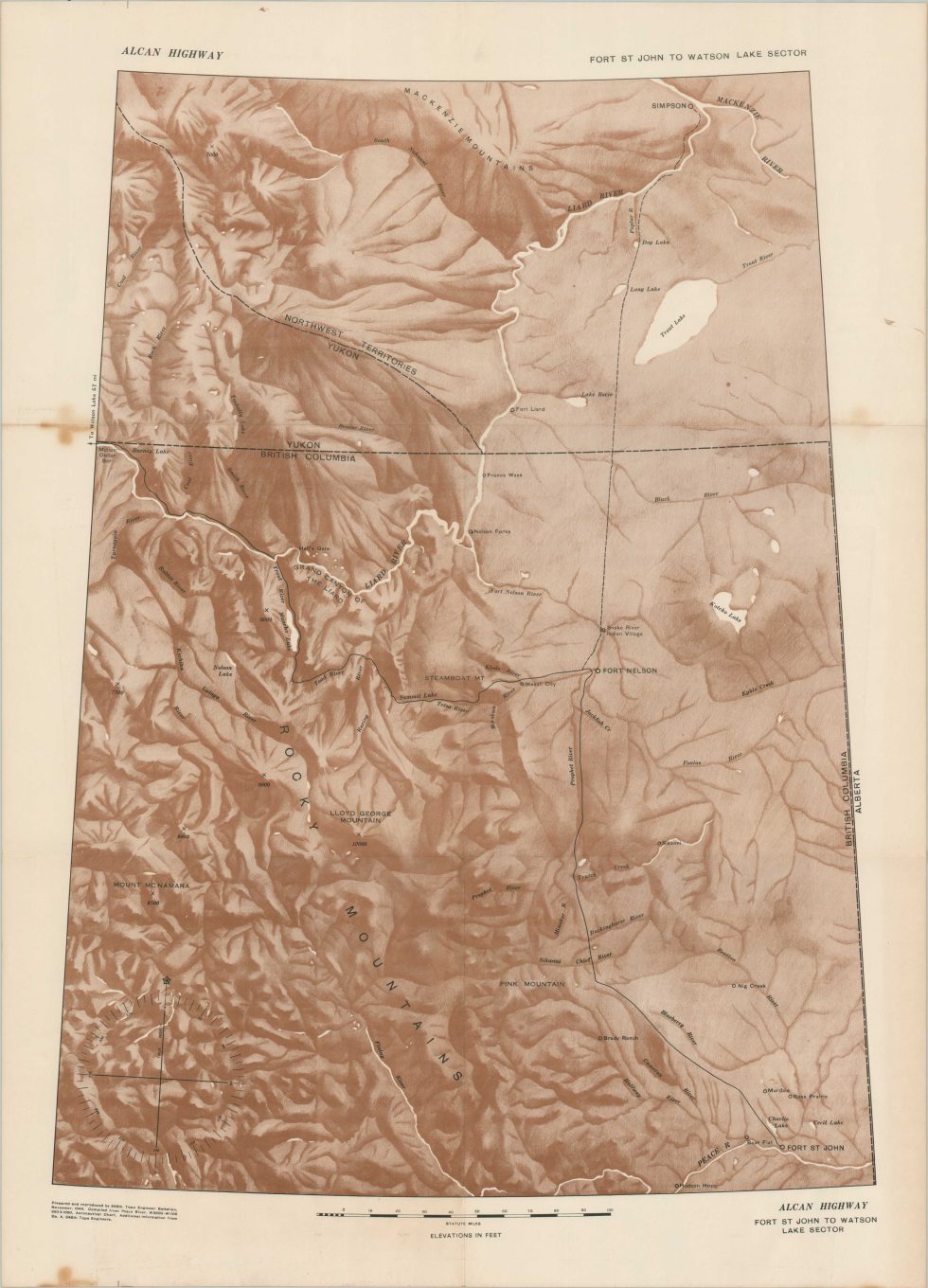 Alcan Highway Fort St. John to Watson Lake Sector - Curtis Wright Maps