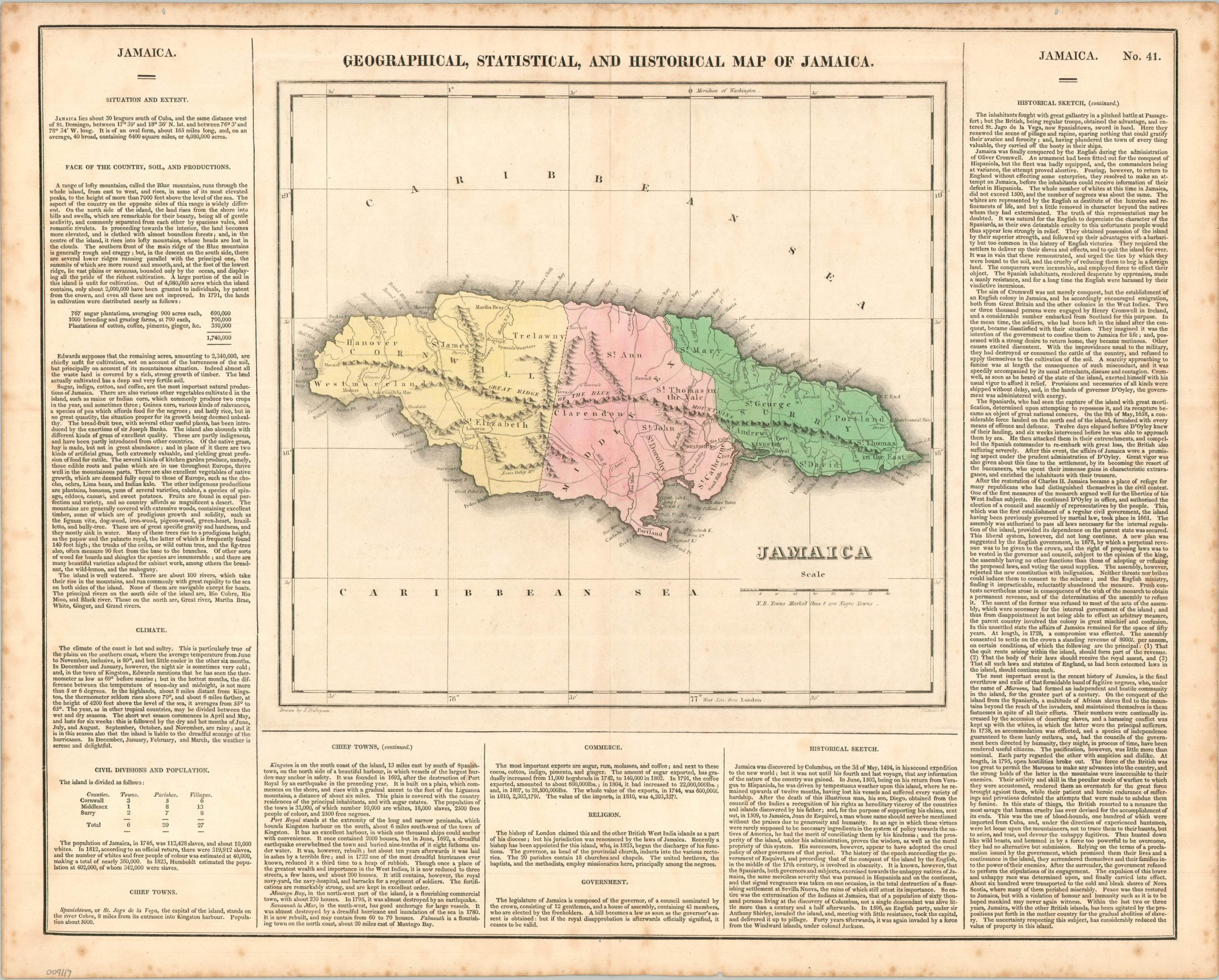 Geographical, Statistical, and Historical Map of Jamaica