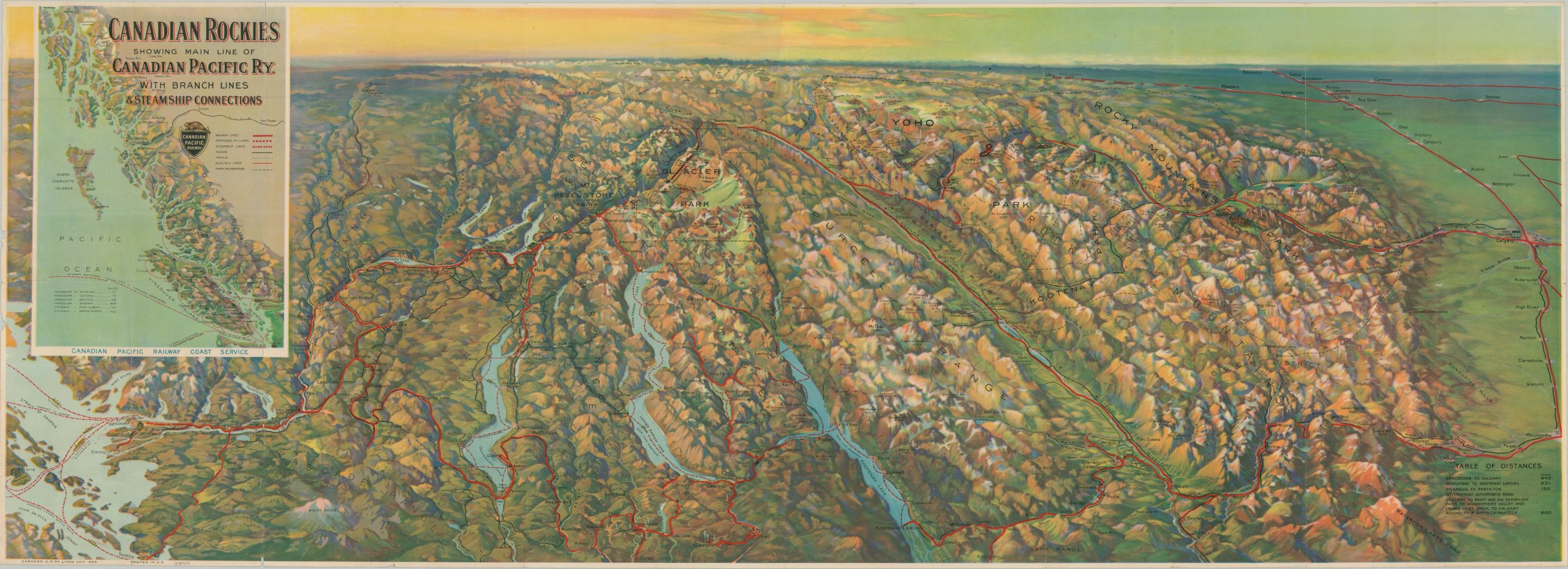 Canadian Rockies Showing Main Line of Canadian Pacific Ry. with Branch Lines & Steamship Connections