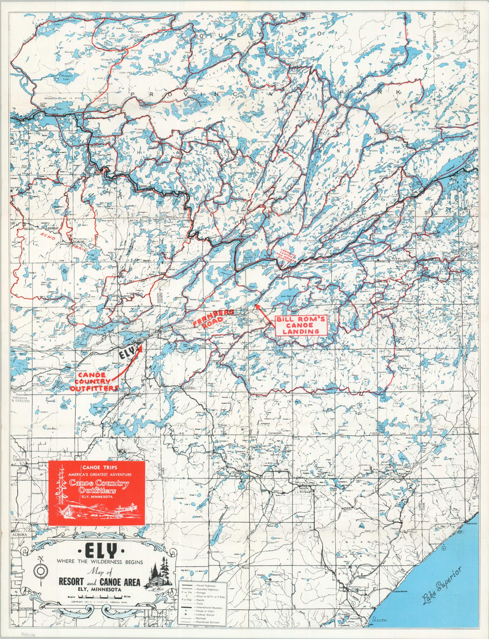 Map of Resort and Canoe Area Ely, Minnesota