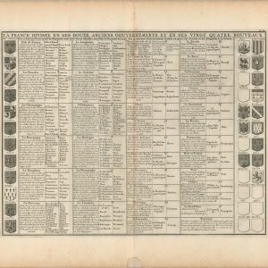 La France Divisee en Ses Douze Anciens Gouvernements et en ses Vingt Quatre Nouveaux.