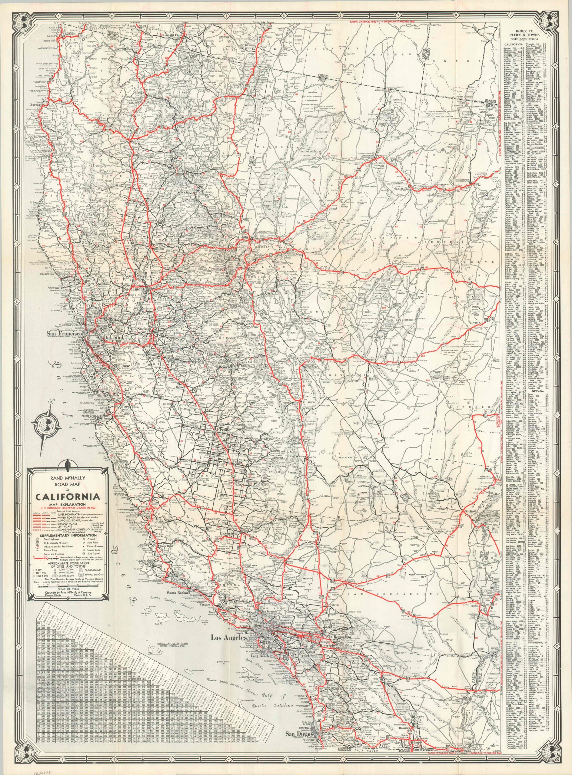 Rand McNally Road Map of California