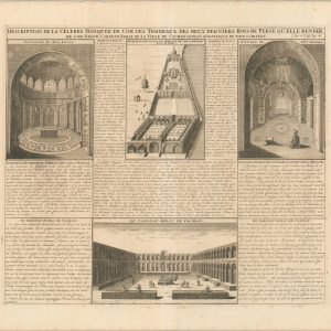 Description de la Celebre Mosque de Com des Tombeaux des Deux Derniers Rois de Perse qu'elle Reneerme & du Grand Caravan-Serai de la Ville de Cachan le Plus Magnifique de tout l'Orient