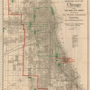 New and Concise Map of Chicago Showing the New City Limits and Location of the World's Columbian Exposition