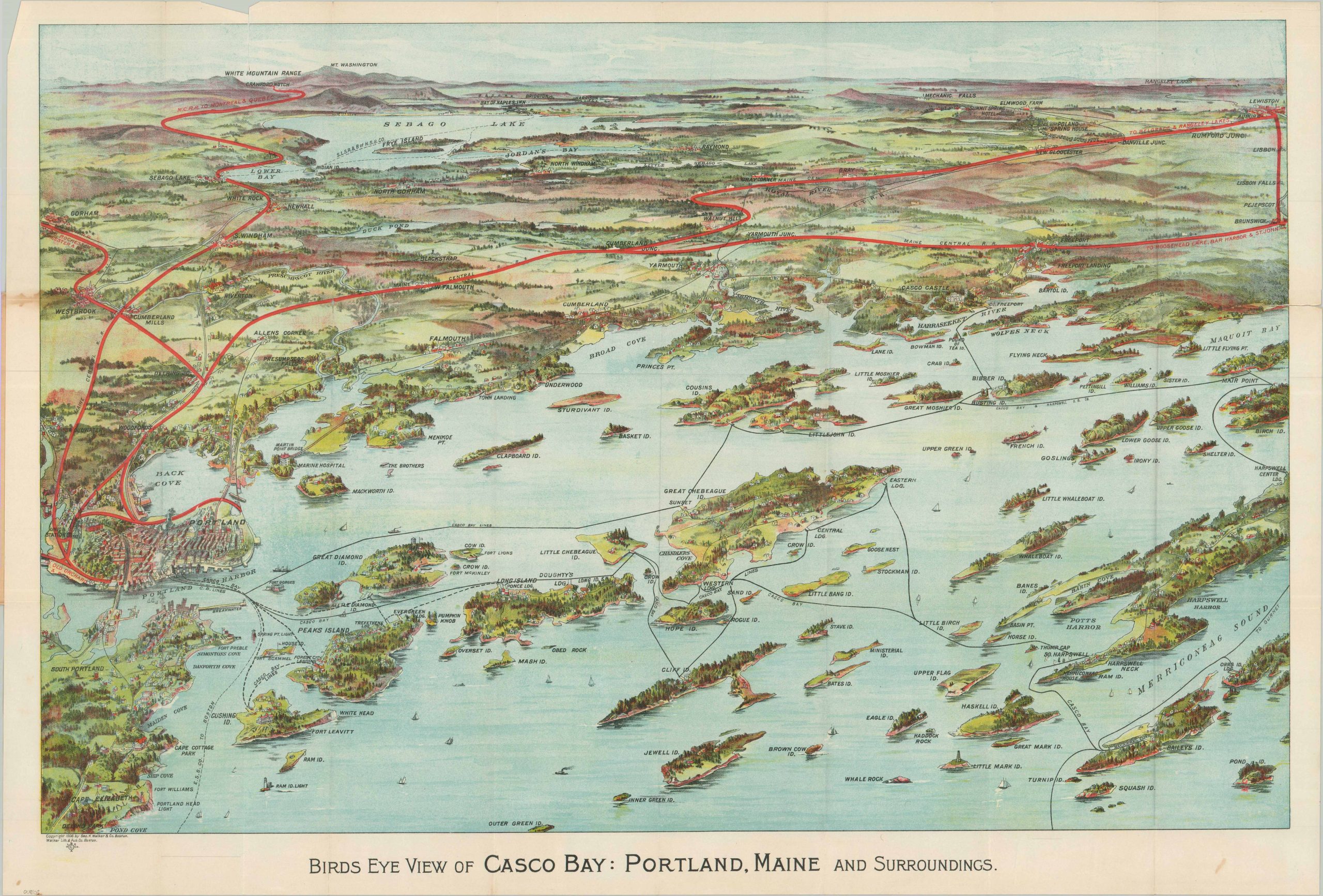 Birds Eye View of Casco Bay: Portland, Maine and Surroundings