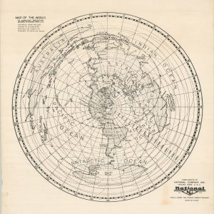 Map of the World in Azimuthal Projection Centered on Malden, Mass. USA