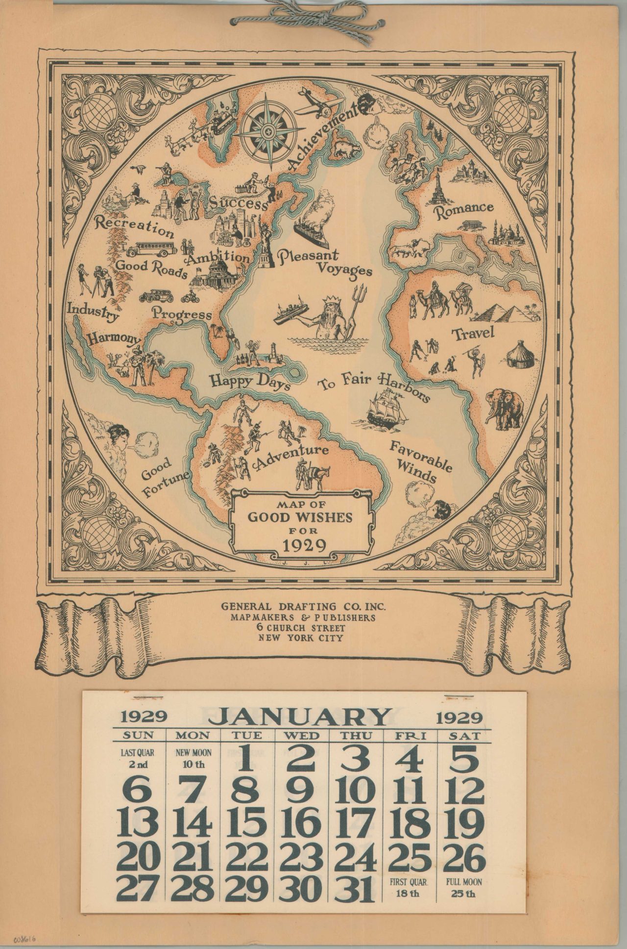 Map of Good Wishes for 1929 - Curtis Wright Maps