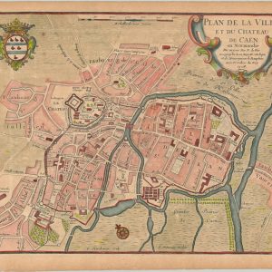 Plan de La Ville et du Chateau de Caen en Normandie