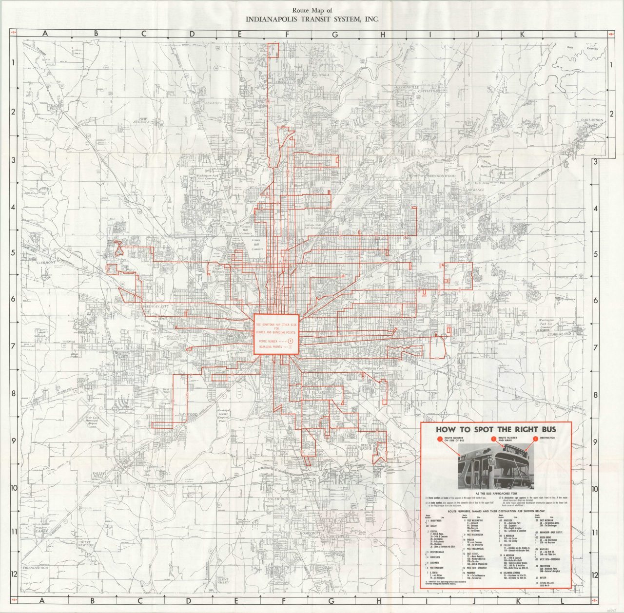 Iu Bus Map Route Map of Indianapolis Transit System, Inc. - Curtis Wright Maps