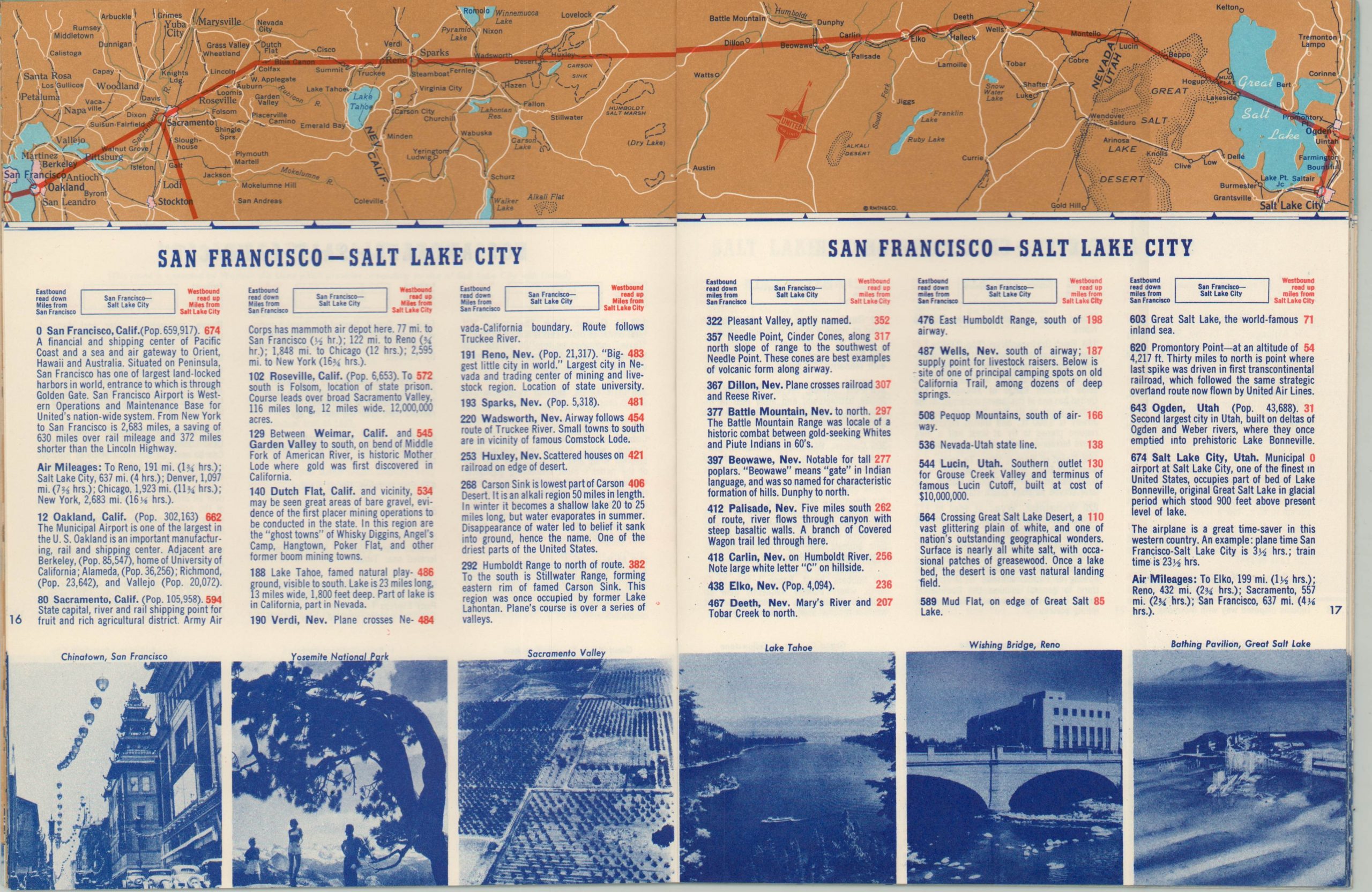 United Air Lines Maps of the Main Line Airway