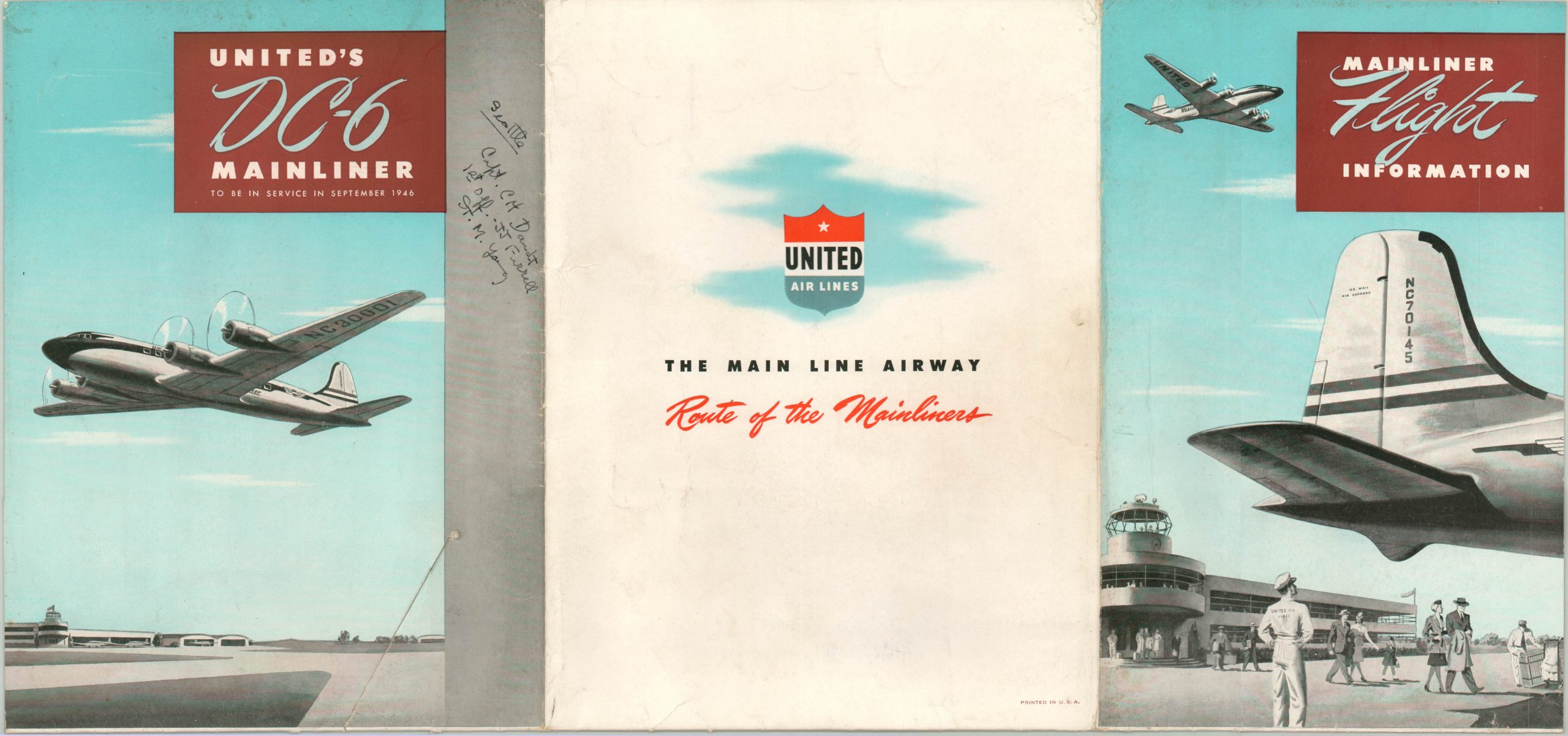 United Air Lines Maps of the Main Line Airway