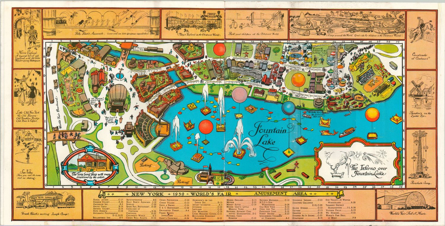 The New York 1939 Official World’s Fair Pictorial Map Curtis Wright Maps
