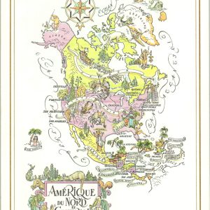 Six pictorial map menus from Pan-American Airlines