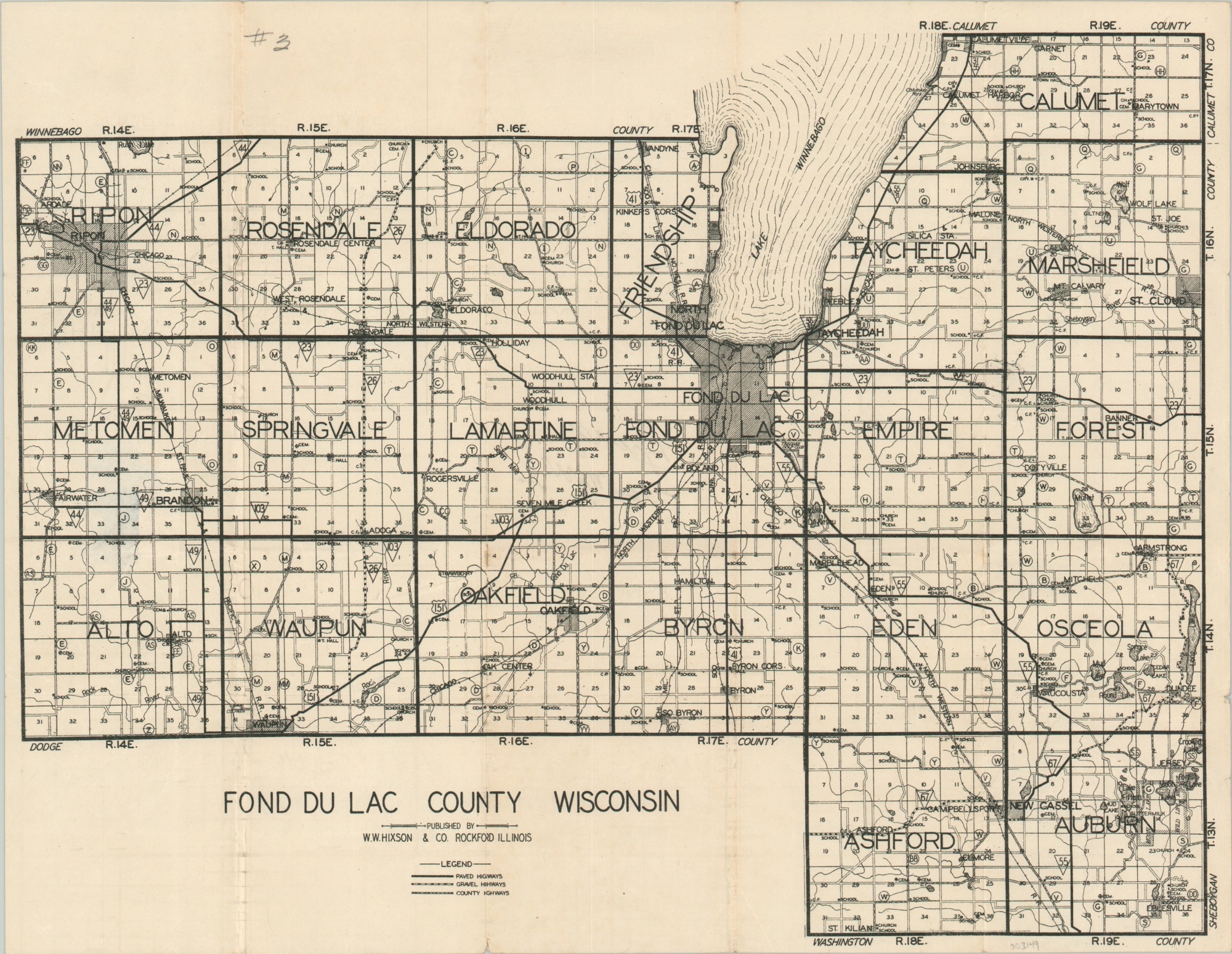Curtis Wright Map of Fond Du Lac County