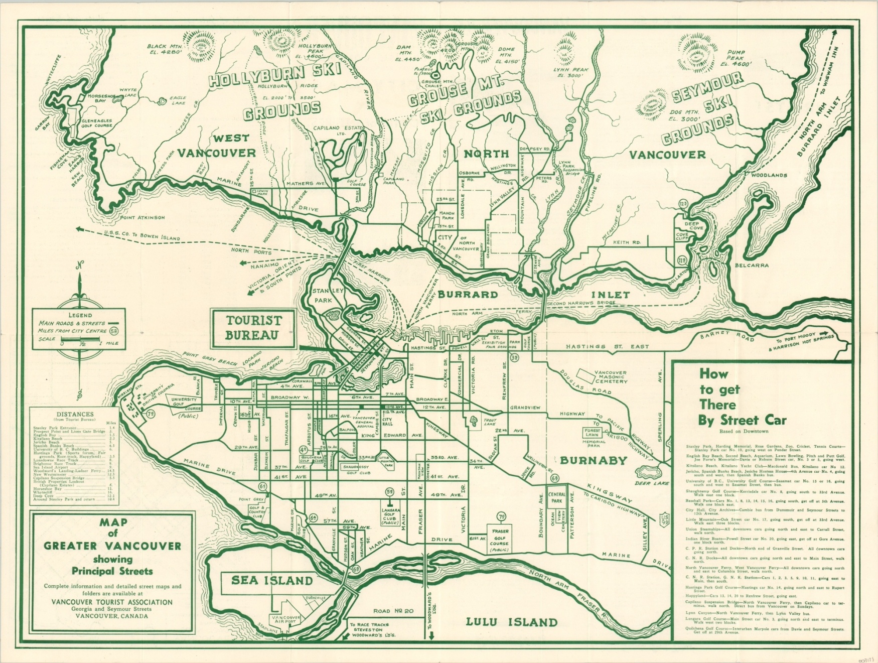 Map of Greater Vancouver showing Principal Streets