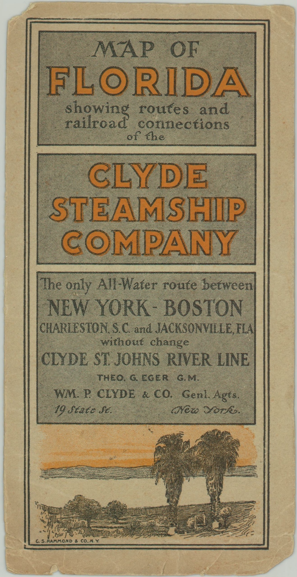 The Clyde Steamship Co. Map of Florida