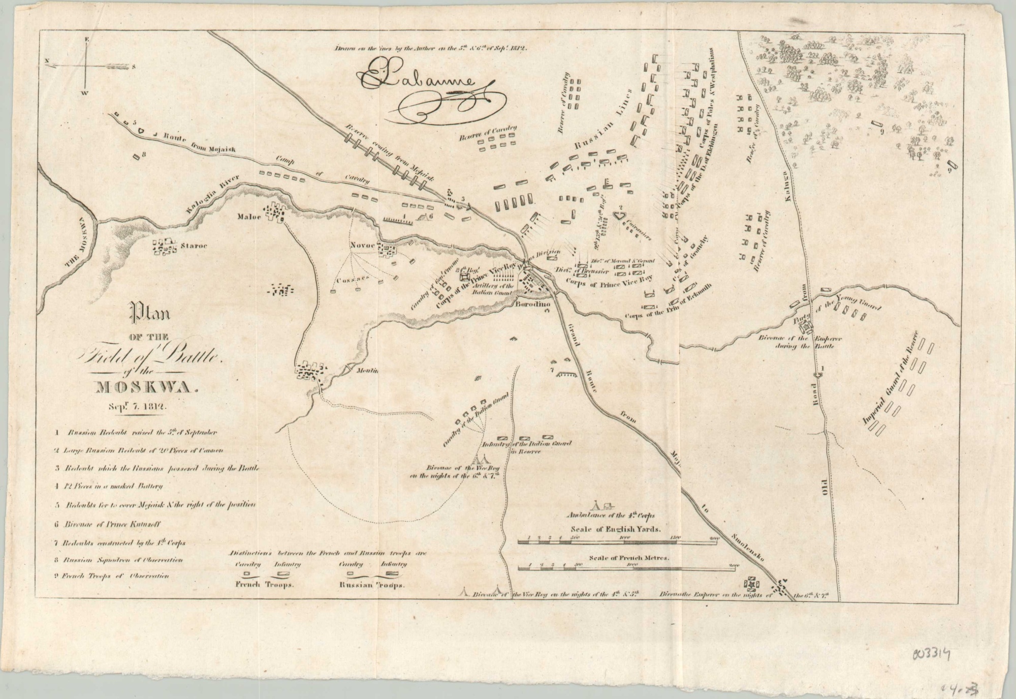 Plan of the Field of Battle of the Moskwa