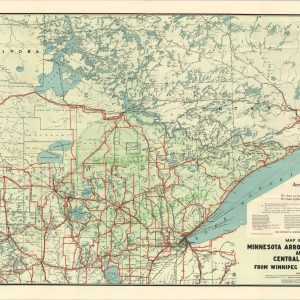 Map of Minnesota Arrowhead Country and Central Canada from Winnipeg to the Nipigon