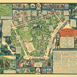 Map of Boston Common with Surrounding Streets & Adjacent Parts of Beacon Hill