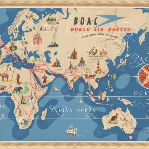 BOAC World Air Routes Western Hemisphere & Eastern Hemisphere