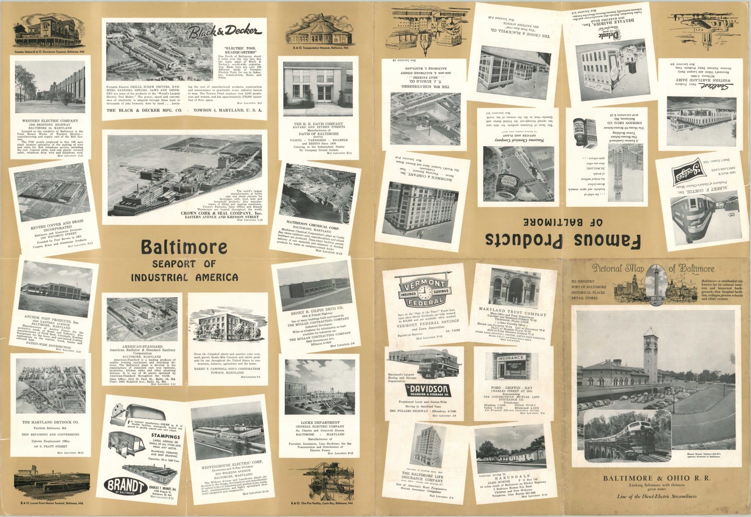 Pictorial Map of Baltimore [Title on Verso] - Curtis Wright Maps