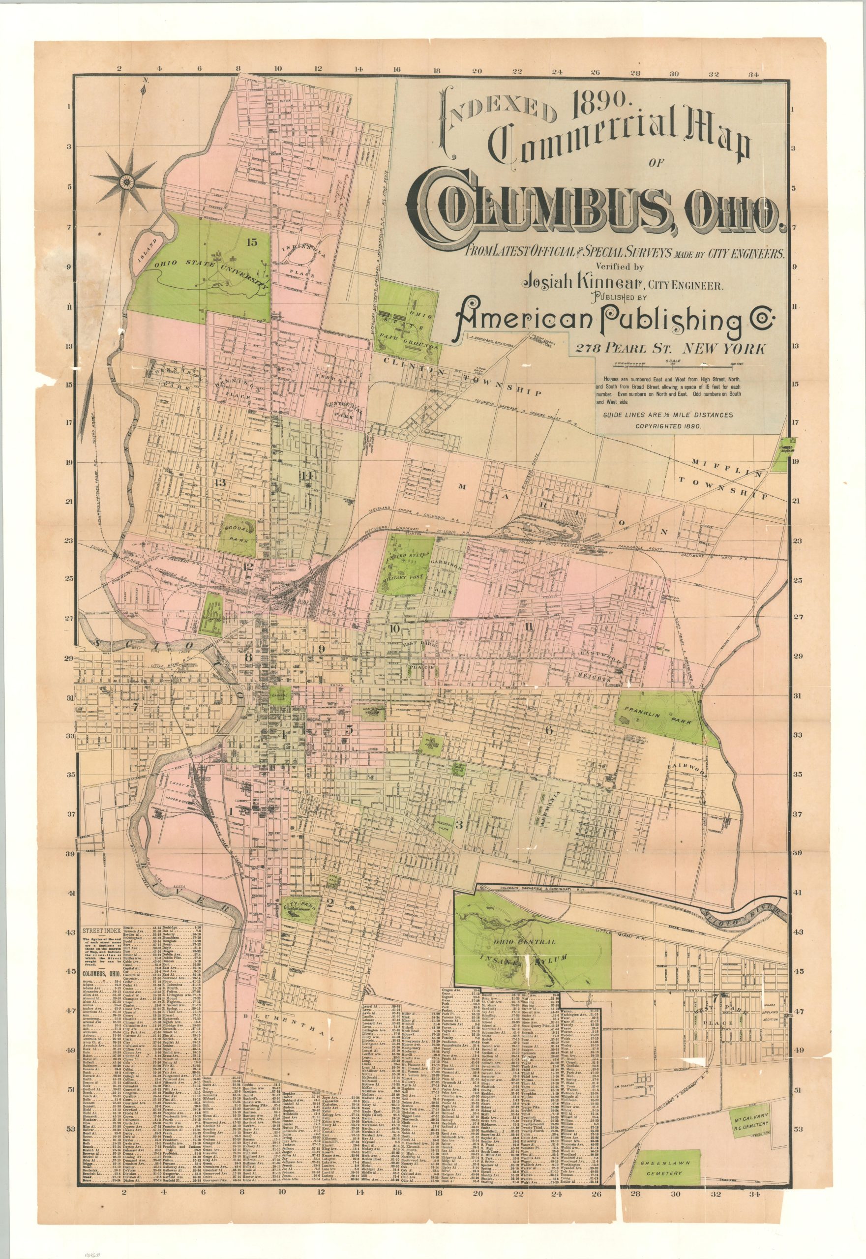 Indexed Commercial Map of Columbus, Ohio