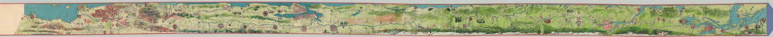 Highway Map from Canada to Mexico Showing Principal Hotels, Inns, Resorts, and Garages.