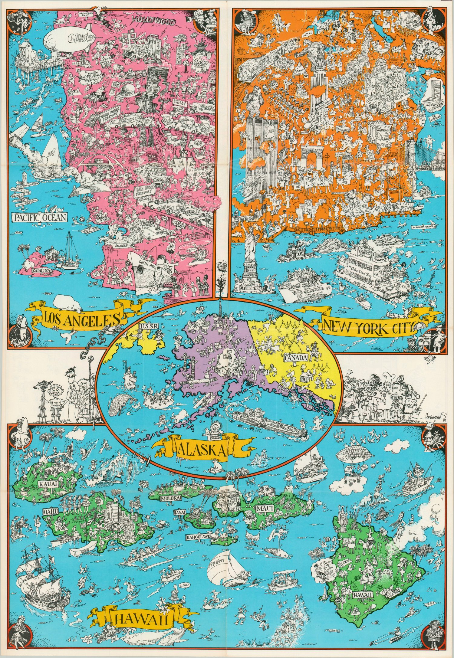 A Mad Pictorial Map of the United States - Curtis Wright Maps