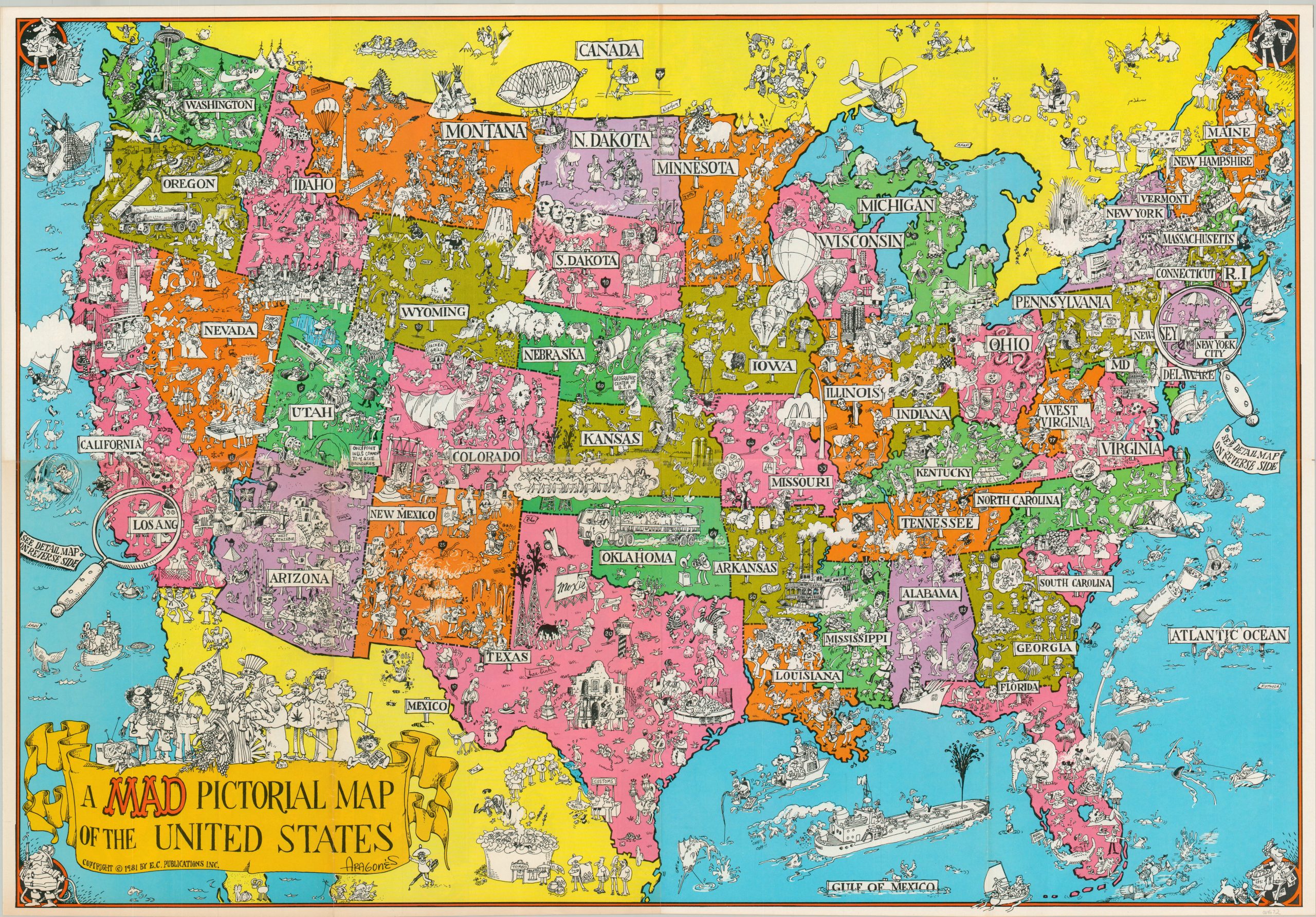 A Mad Pictorial Map of the United States - Curtis Wright Maps