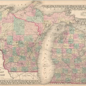 County and Township Map of the States of Michigan and Wisconsin