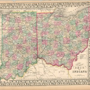 County Map of Ohio and Indiana