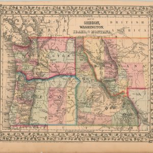 Map of Oregon, Washington, Idaho, and part of Montana
