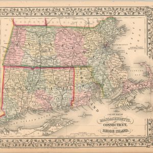 County Map of Massachusetts, Connecticut, and Rhode Island
