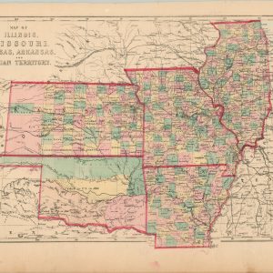 Map of Illinois, Missouri, Kansas, Arkansas, and Indian Territory